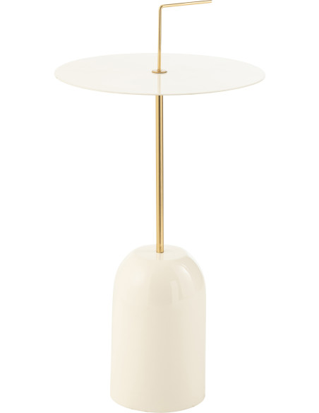 Table d'appoint design Ronde en Métal Blanc Doré Disque - 1