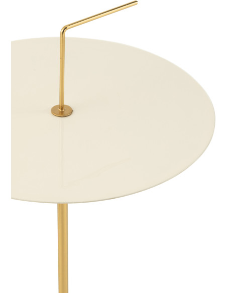 Table d'appoint design Ronde en Métal Blanc Doré Disque - 4