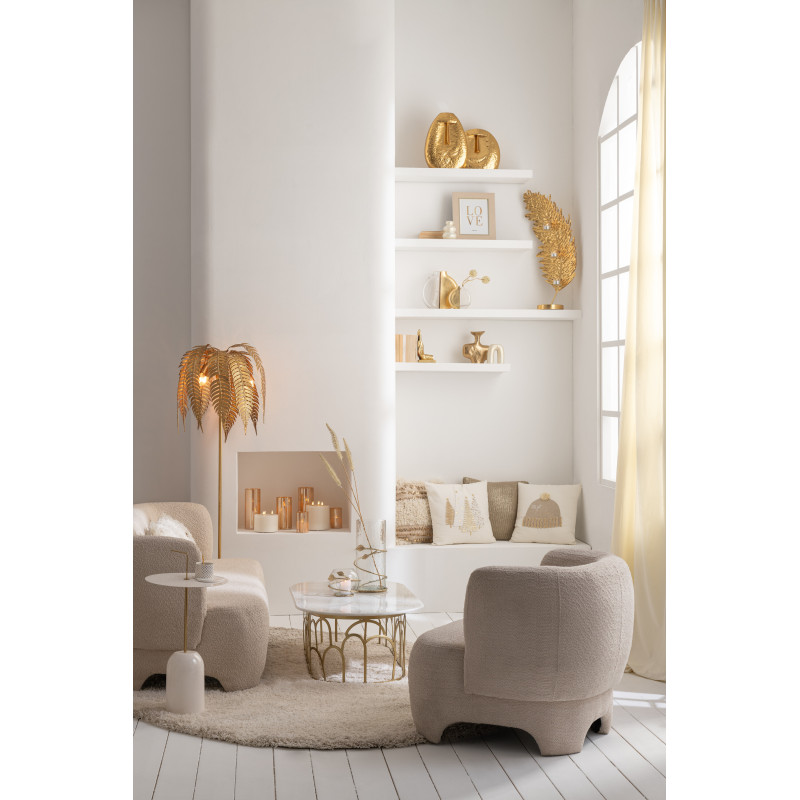 Table d'appoint design Ronde en Métal Blanc Doré Disque - 5