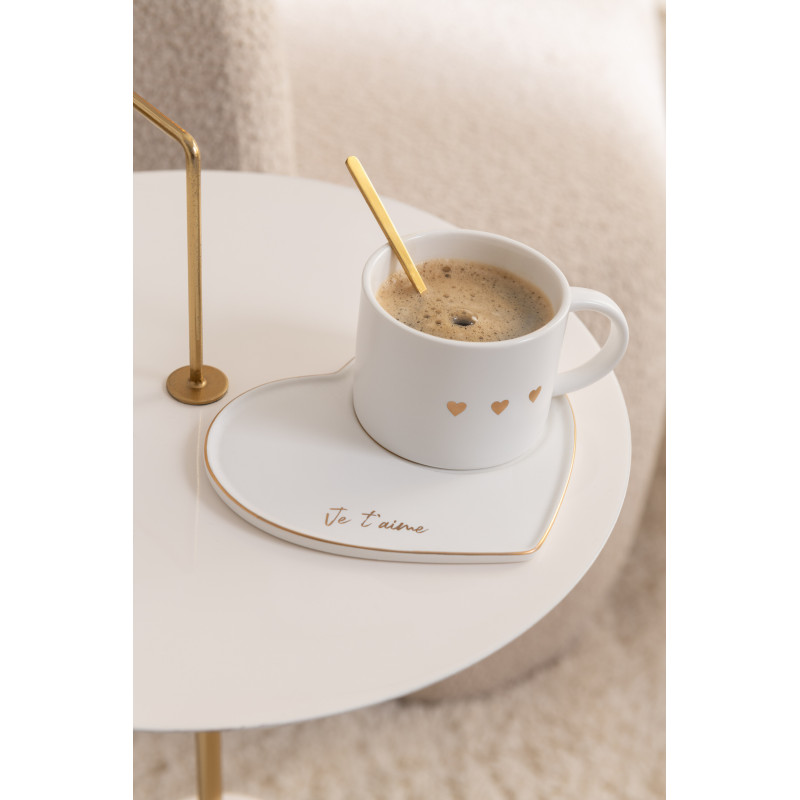 Table d'appoint design Ronde en Métal Blanc Doré Disque - 6