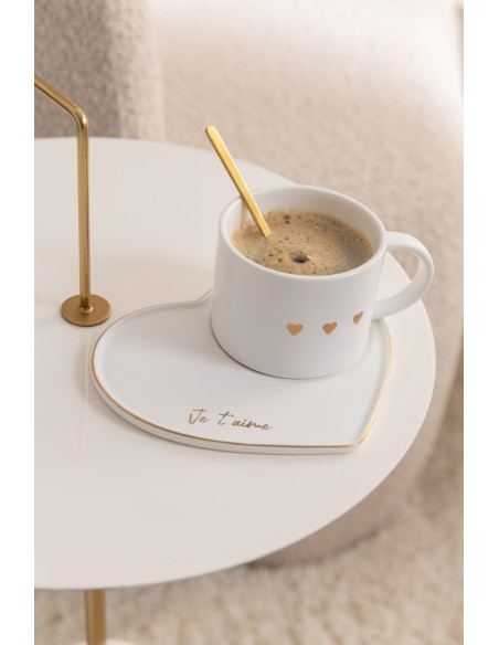 Table d'appoint design Ronde en Métal Blanc Doré Disque - 6