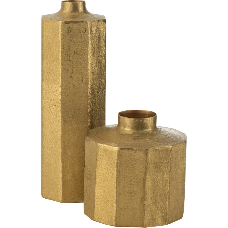 Vase original Cylindrique XL Hauteur 55 cm en Métal Doré Squarish - 3