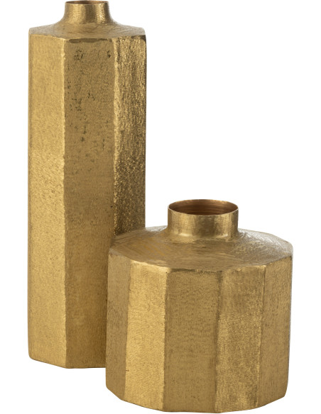 Vase original Cylindrique XL Hauteur 55 cm en Métal Doré Squarish - 3