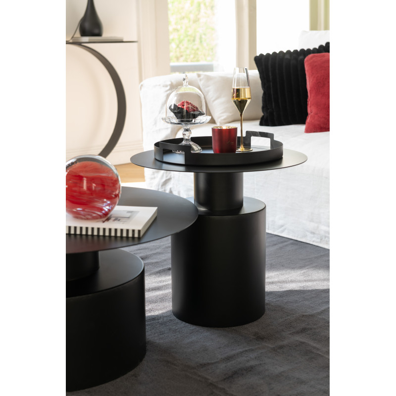 Table d'appoint moderne Ronde en Métal Noir Krylen - 2