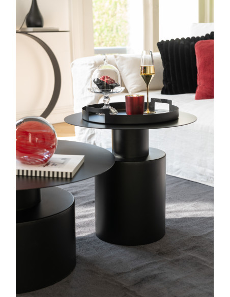 Table basse moderne Ronde en Métal Noir Krylen - 6