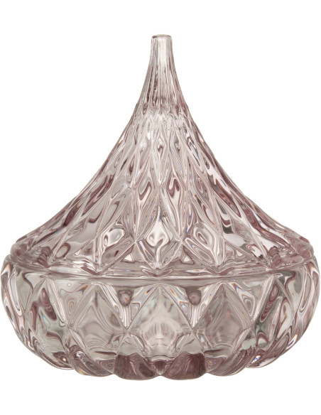 Boite Ronde avec couvercle Point en Verre Rose - 1