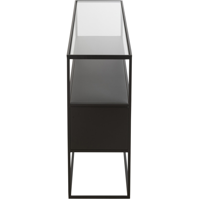 Console moderne Rectangulaire 2 étagères en Métal Noir Verre Transparent Tylora - 4