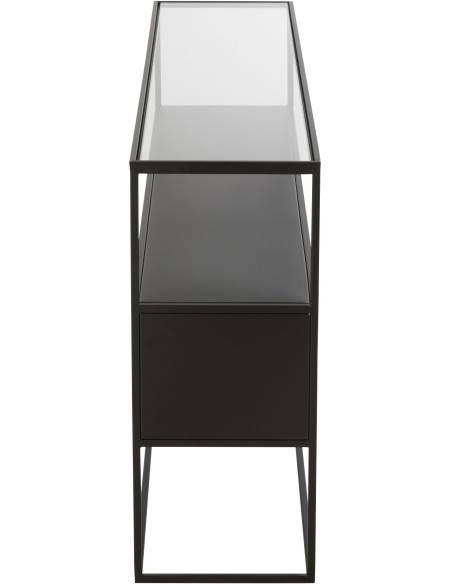 Console moderne Rectangulaire 2 étagères en Métal Noir Verre Transparent Tylora - 4