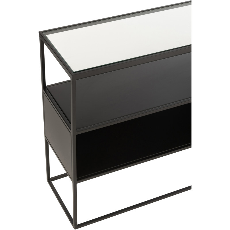 Console moderne Rectangulaire 2 étagères en Métal Noir Verre Transparent Tylora - 8