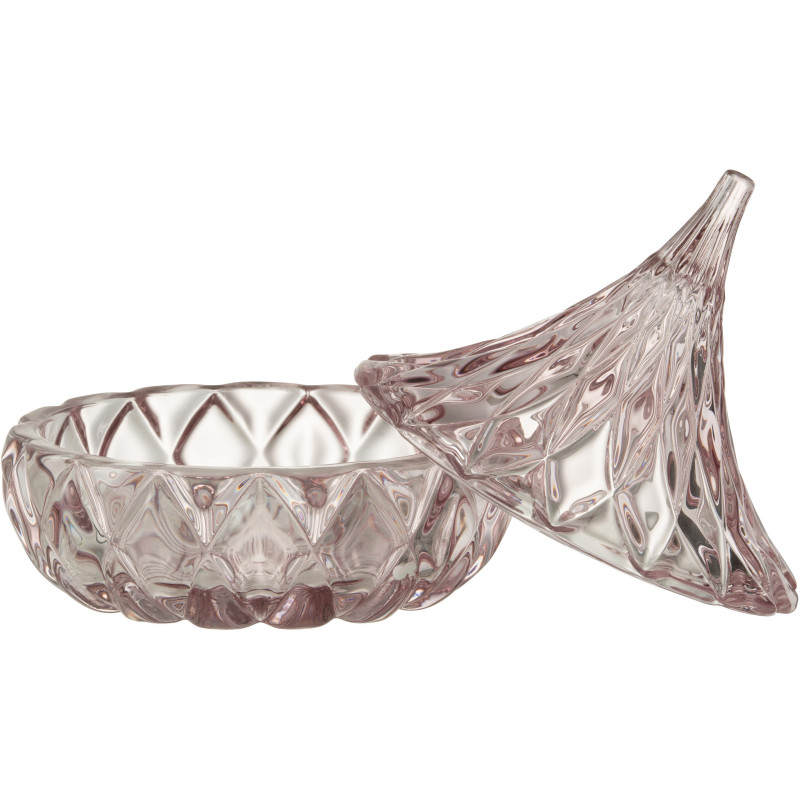 Boite Ronde avec couvercle Point en Verre Rose - 2