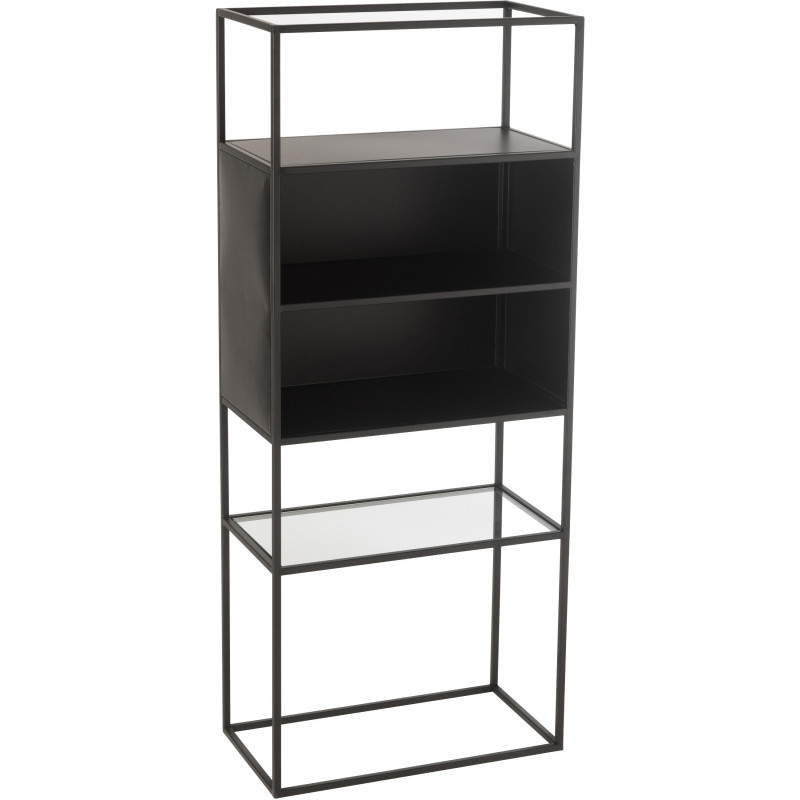 Étagère moderne 4 niveaux en Métal Noir Verre Transparent Tylora - 1