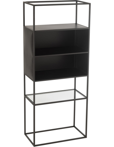 Étagère moderne 4 niveaux en Métal Noir Verre Transparent Tylora - 1