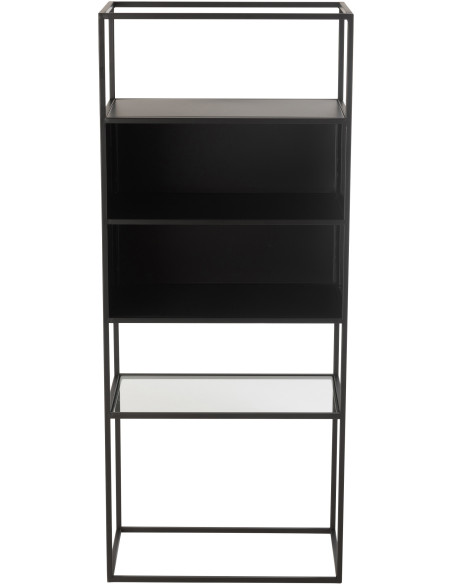 Étagère moderne 4 niveaux en Métal Noir Verre Transparent Tylora - 2