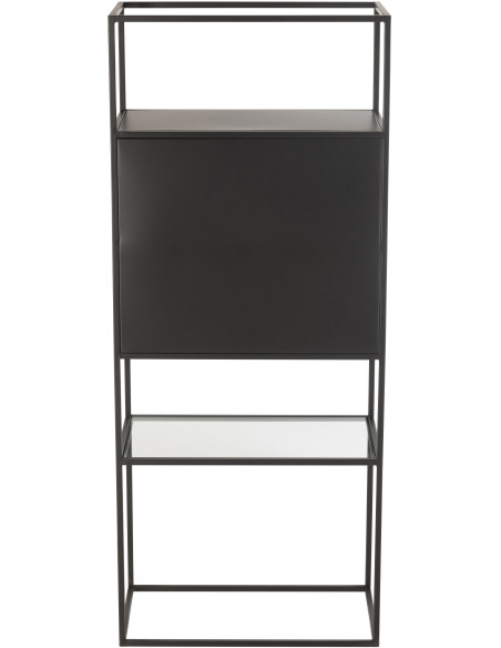 Étagère moderne 4 niveaux en Métal Noir Verre Transparent Tylora - 3