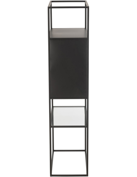 Étagère moderne 4 niveaux en Métal Noir Verre Transparent Tylora - 4