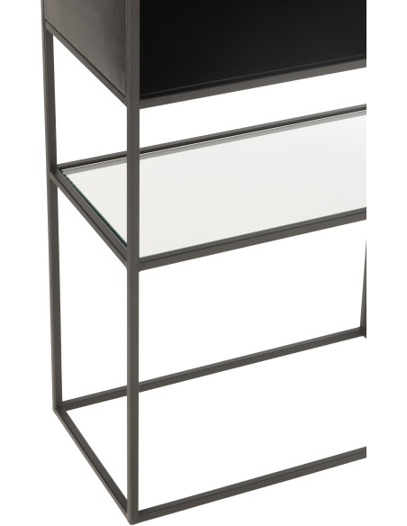 Étagère moderne 4 niveaux en Métal Noir Verre Transparent Tylora - 5
