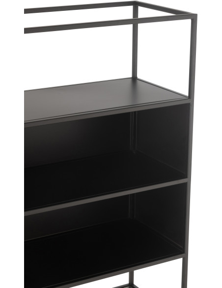 Étagère moderne 4 niveaux en Métal Noir Verre Transparent Tylora - 6