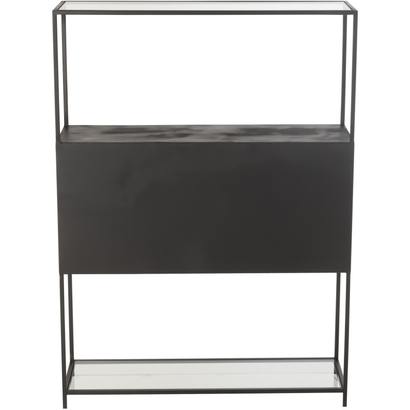 Buffet moderne Haut 2 portes 3 étagères 1 niche en Métal Noir Verre Transparent Tylora - 5