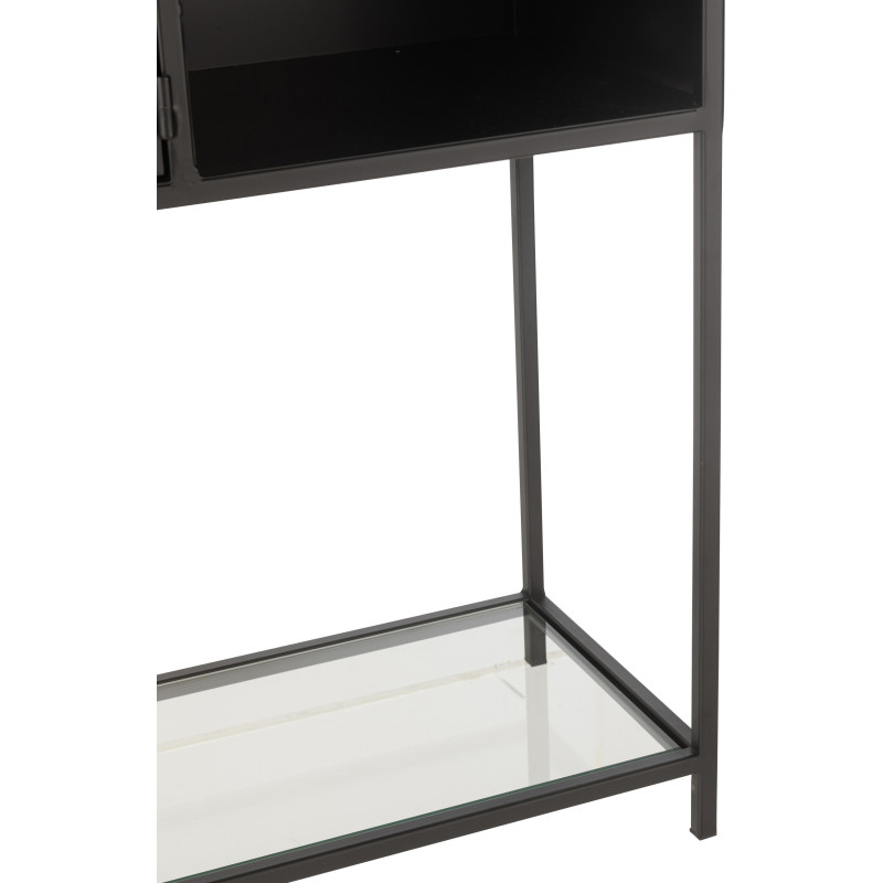Buffet moderne Haut 2 portes 3 étagères 1 niche en Métal Noir Verre Transparent Tylora - 10