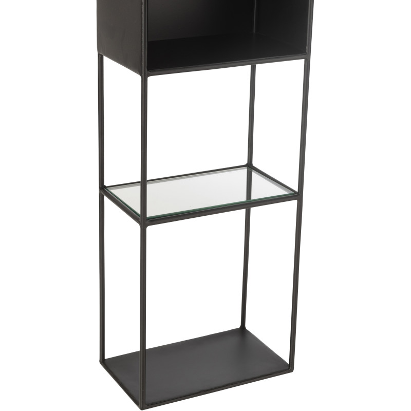 Étagère moderne 6 niveaux en Métal Noir Verre Transparent Tylora - 5