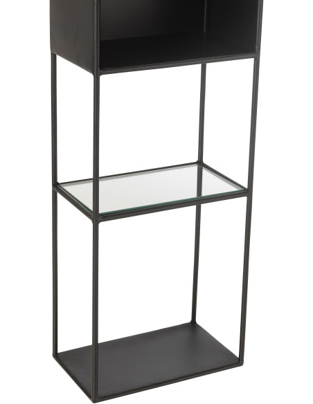 Étagère moderne 6 niveaux en Métal Noir Verre Transparent Tylora - 5