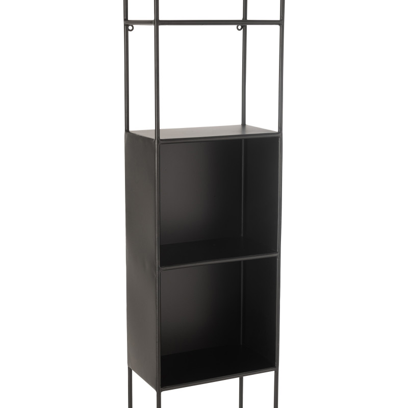 Étagère moderne 6 niveaux en Métal Noir Verre Transparent Tylora - 6