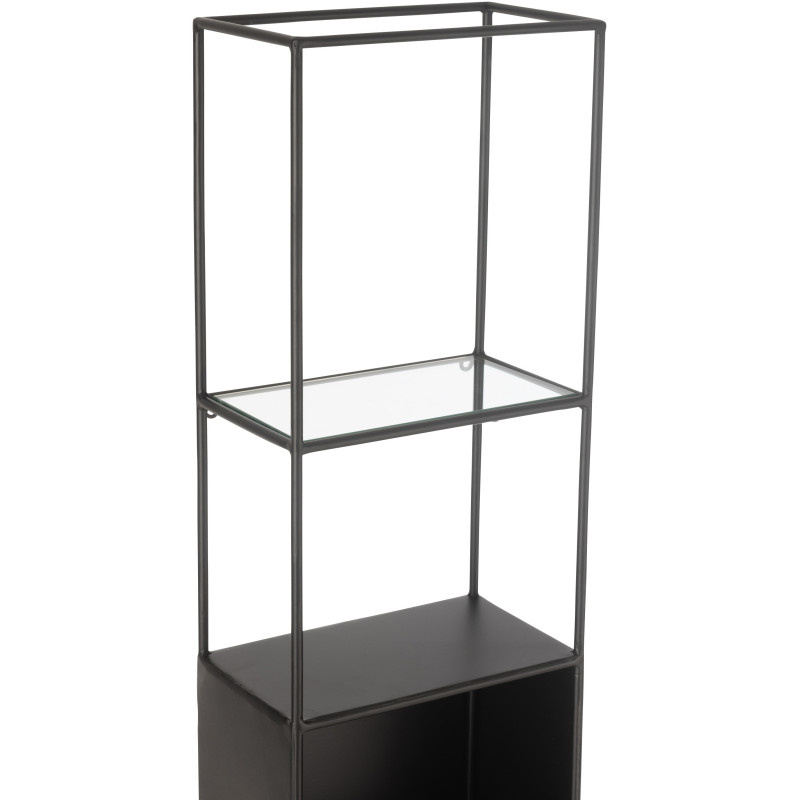Étagère moderne 6 niveaux en Métal Noir Verre Transparent Tylora - 7