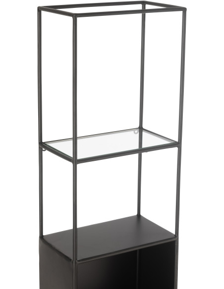 Étagère moderne 6 niveaux en Métal Noir Verre Transparent Tylora - 7