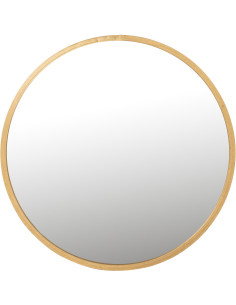 Miroir Mural Rond XL Mona en Métal Doré - 1