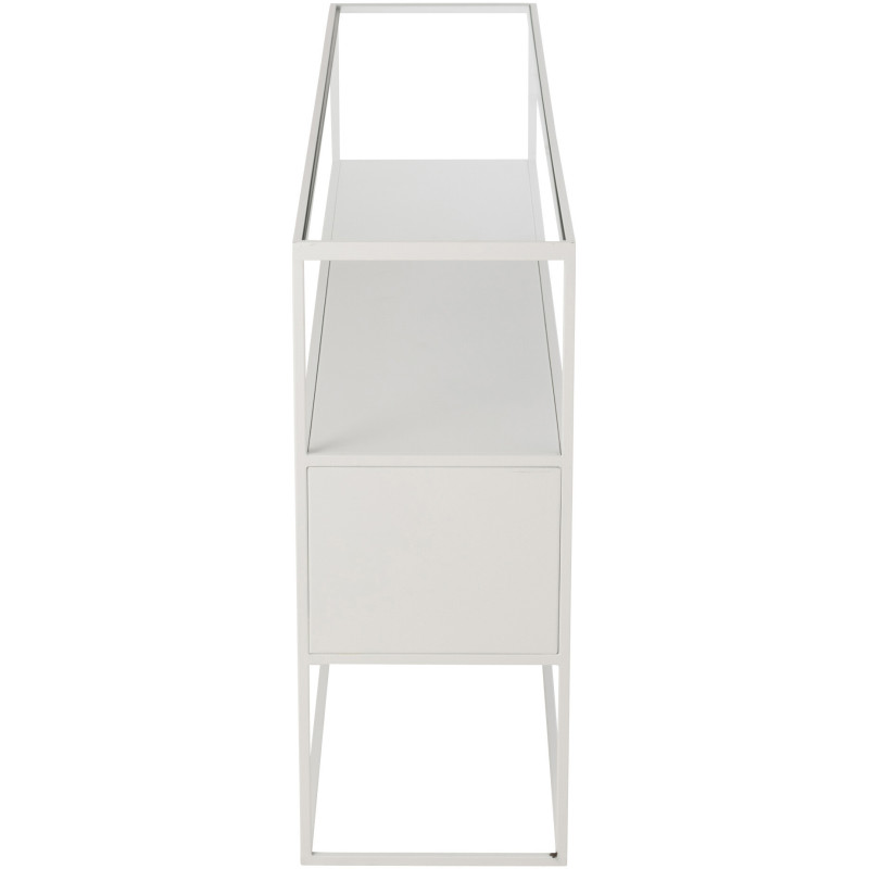 Console moderne Rectangulaire 2 étagères en Métal Blanc Verre Transparent Tylora - 3