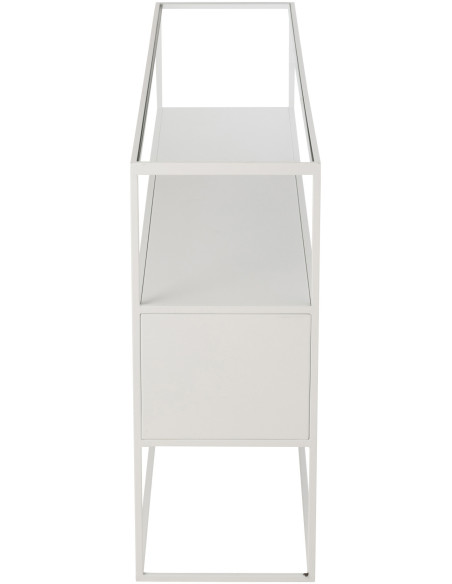Console moderne Rectangulaire 2 étagères en Métal Blanc Verre Transparent Tylora - 3