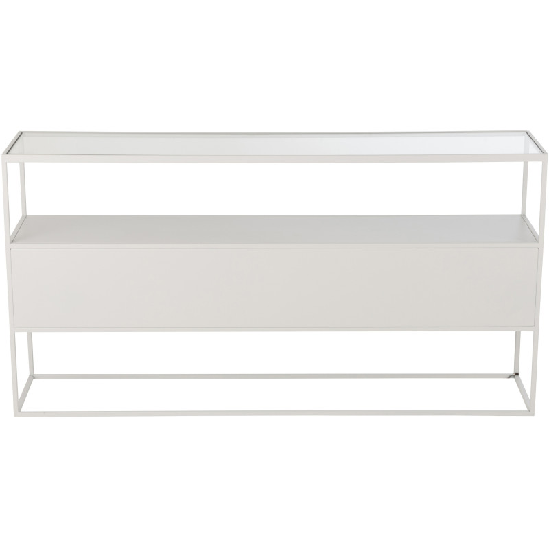 Console moderne Rectangulaire 2 étagères en Métal Blanc Verre Transparent Tylora - 4