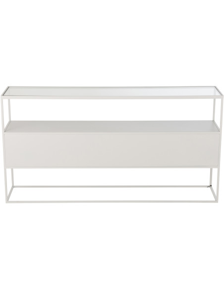 Console moderne Rectangulaire 2 étagères en Métal Blanc Verre Transparent Tylora - 4