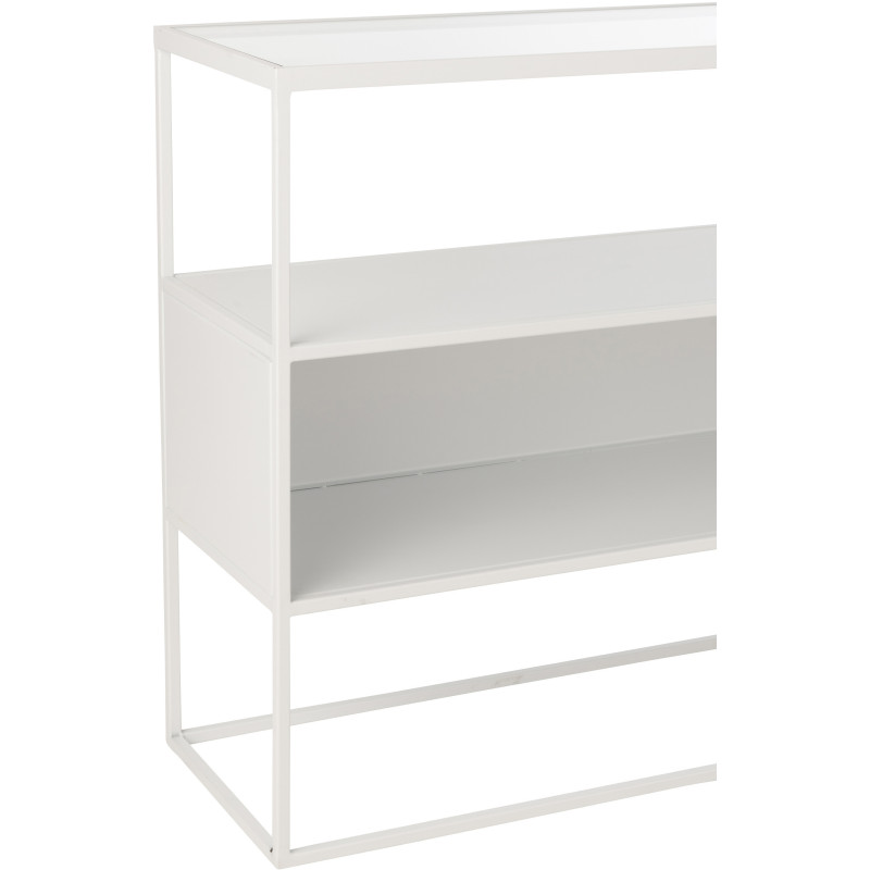 Console moderne Rectangulaire 2 étagères en Métal Blanc Verre Transparent Tylora - 5