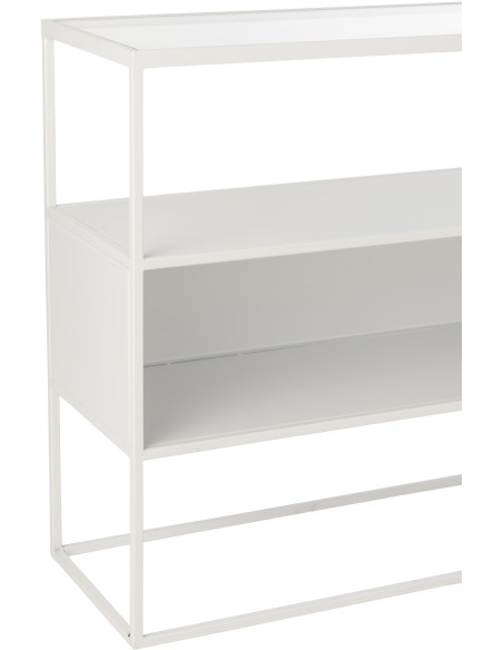 Console moderne Rectangulaire 2 étagères en Métal Blanc Verre Transparent Tylora - 5