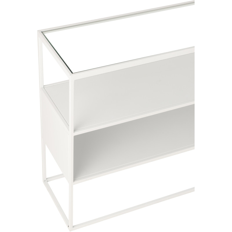 Console moderne Rectangulaire 2 étagères en Métal Blanc Verre Transparent Tylora - 6