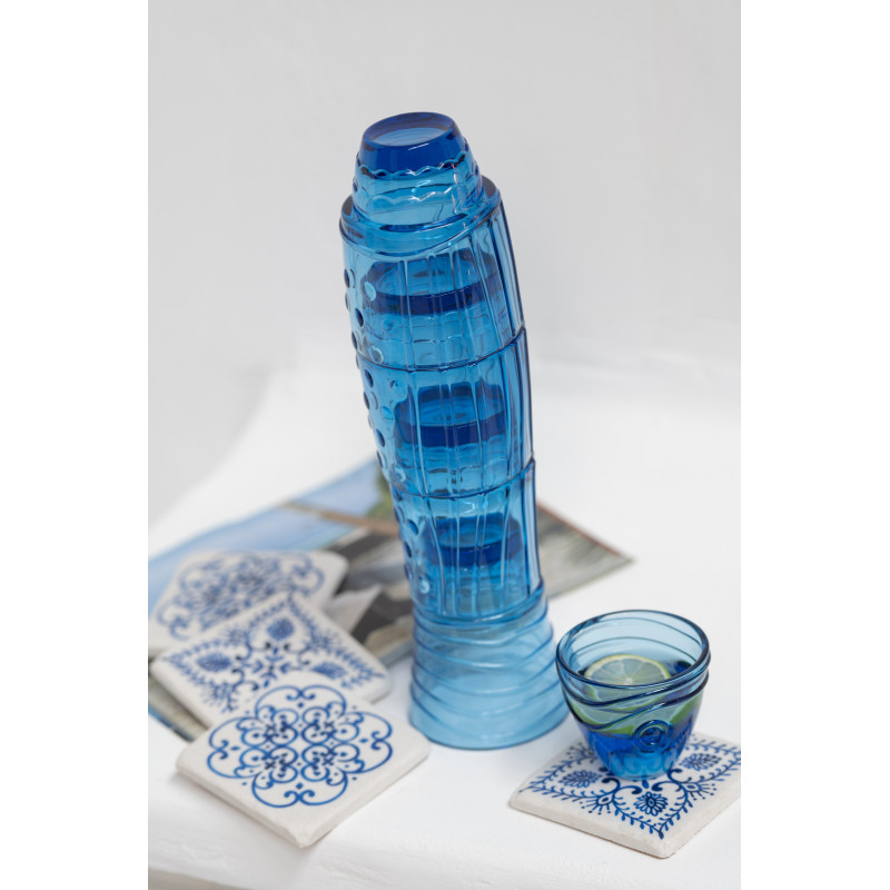 Verres empilables Poisson Fishy en Verre Bleu (Lot de 5) - 2