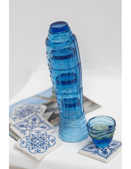 Verres empilables Poisson Fishy en Verre Bleu (Lot de 5) - 2