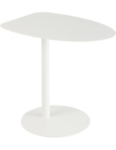 Table d'appoint moderne Arrondie en Métal Blanc Ice - 1