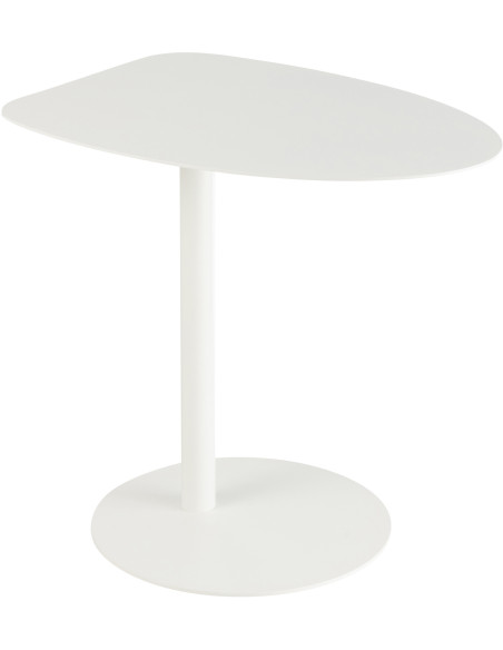 Table d'appoint moderne Arrondie en Métal Blanc Ice - 1