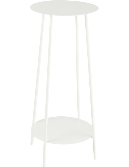 Sellette haute moderne Ronde 1 étagère en Métal Blanc Volkan - 1