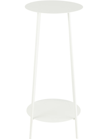 Sellette haute moderne Ronde 1 étagère en Métal Blanc Volkan - 2