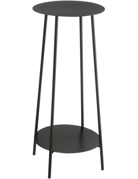 Sellette haute moderne Ronde 1 étagère en Métal Noir Volkan - 1