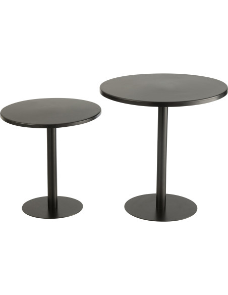 Table d'appoint gigogne moderne Ronde en Métal Noir Myrkal (Lot de 2) - 3