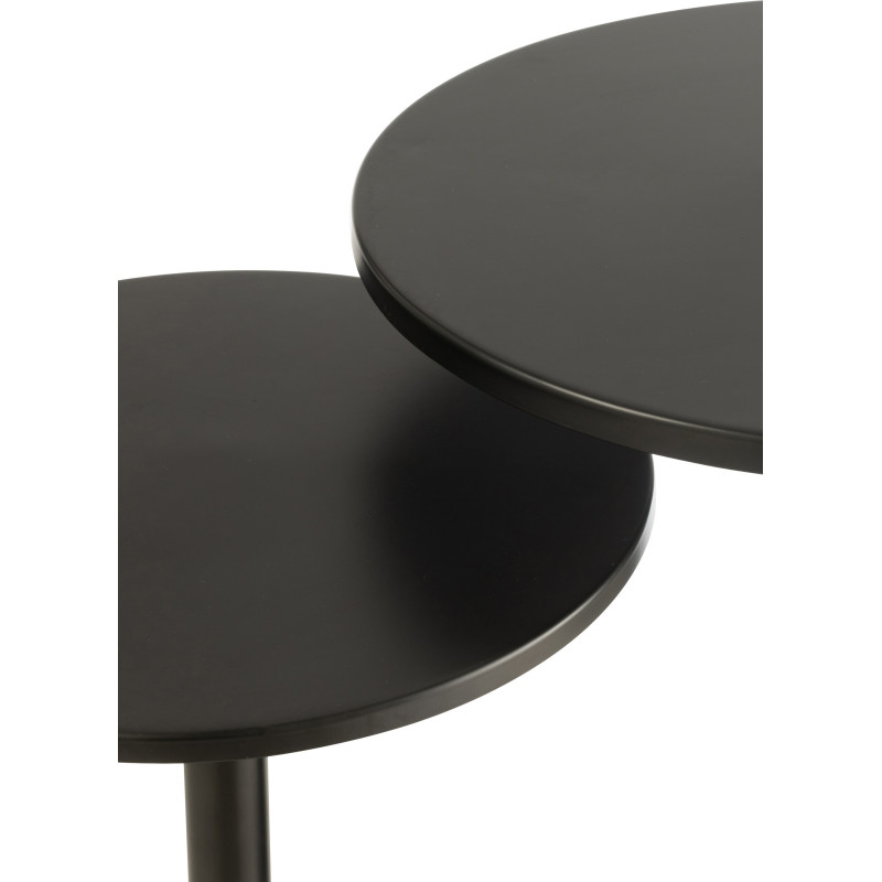Table d'appoint gigogne moderne Ronde en Métal Noir Myrkal (Lot de 2) - 5