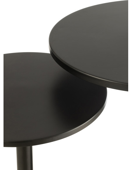 Table d'appoint gigogne moderne Ronde en Métal Noir Myrkal (Lot de 2) - 5