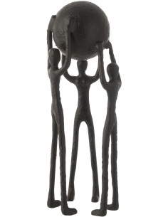 Statue déco XL Personnages avec balle Huma en Métal Noir - 1