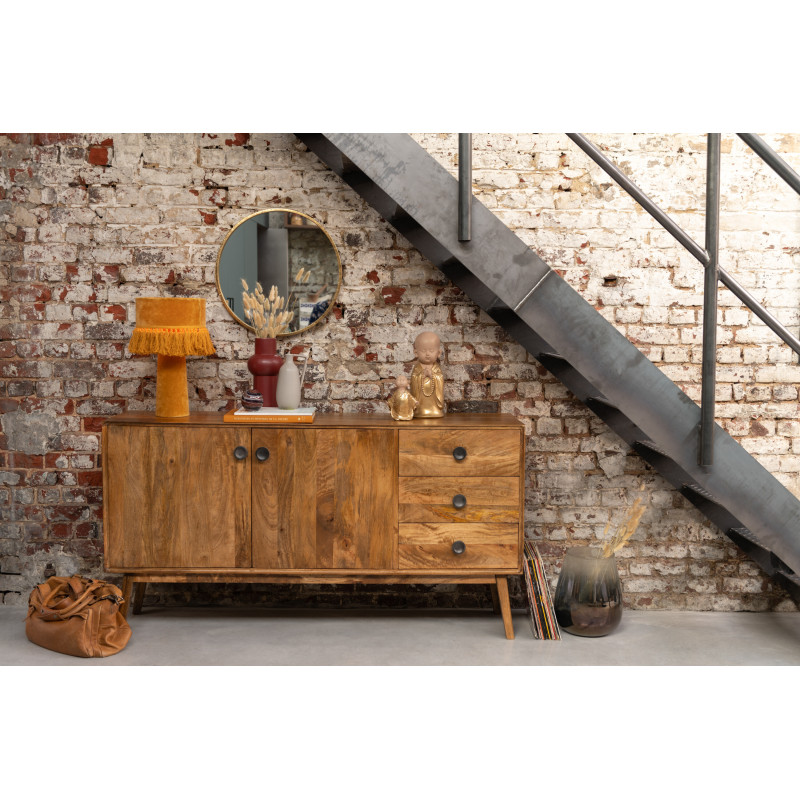 Miroir Mural Rond XL Mona en Métal Doré - 2