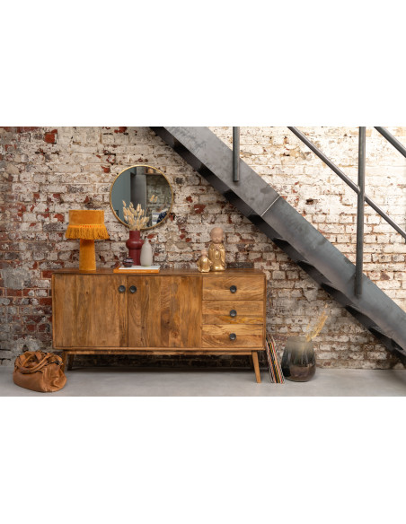 Miroir Mural Rond XL Mona en Métal Doré - 2