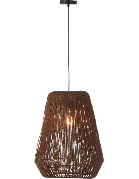 Suspension bohème Diamètre 39 cm en Palmier Naturel Métal Noir Auren - 1